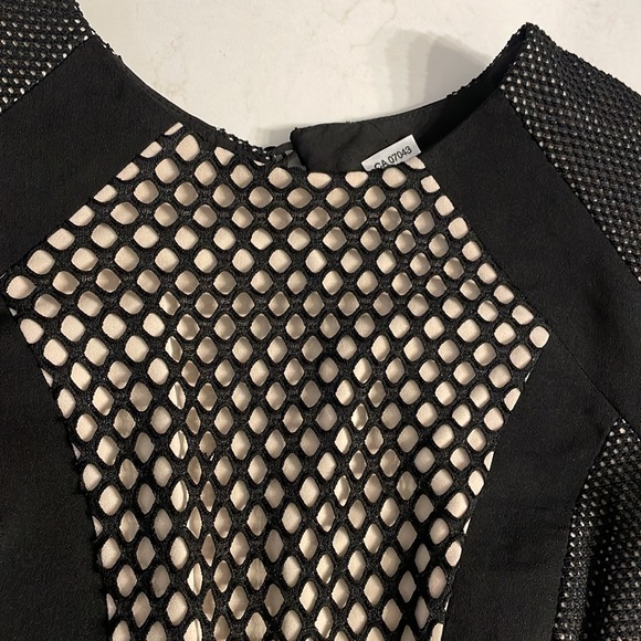 Cameo black and Tan with Mesh Detail Mini Dress Medium - Picture 2 of 8